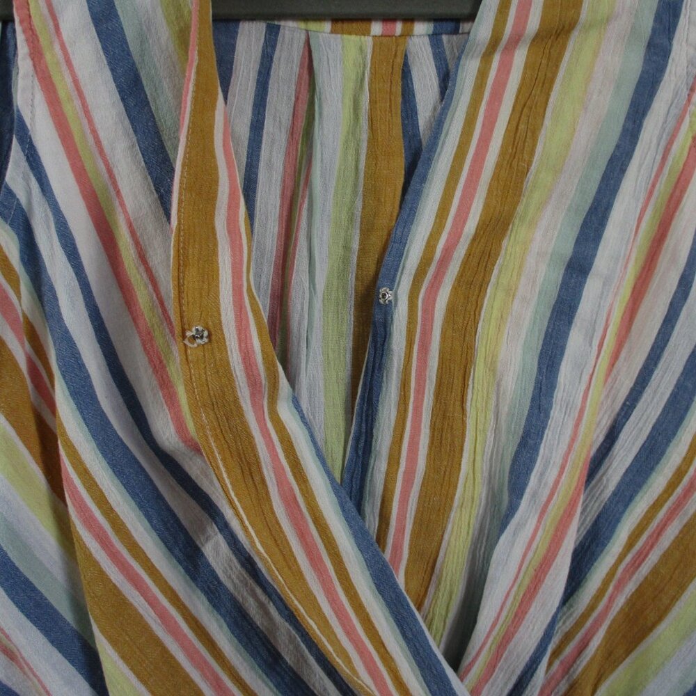 Kut From The Kloth Womens S Yellow Pink Striped Tunic Summer Surplice Blouse - Picture 5 of 11